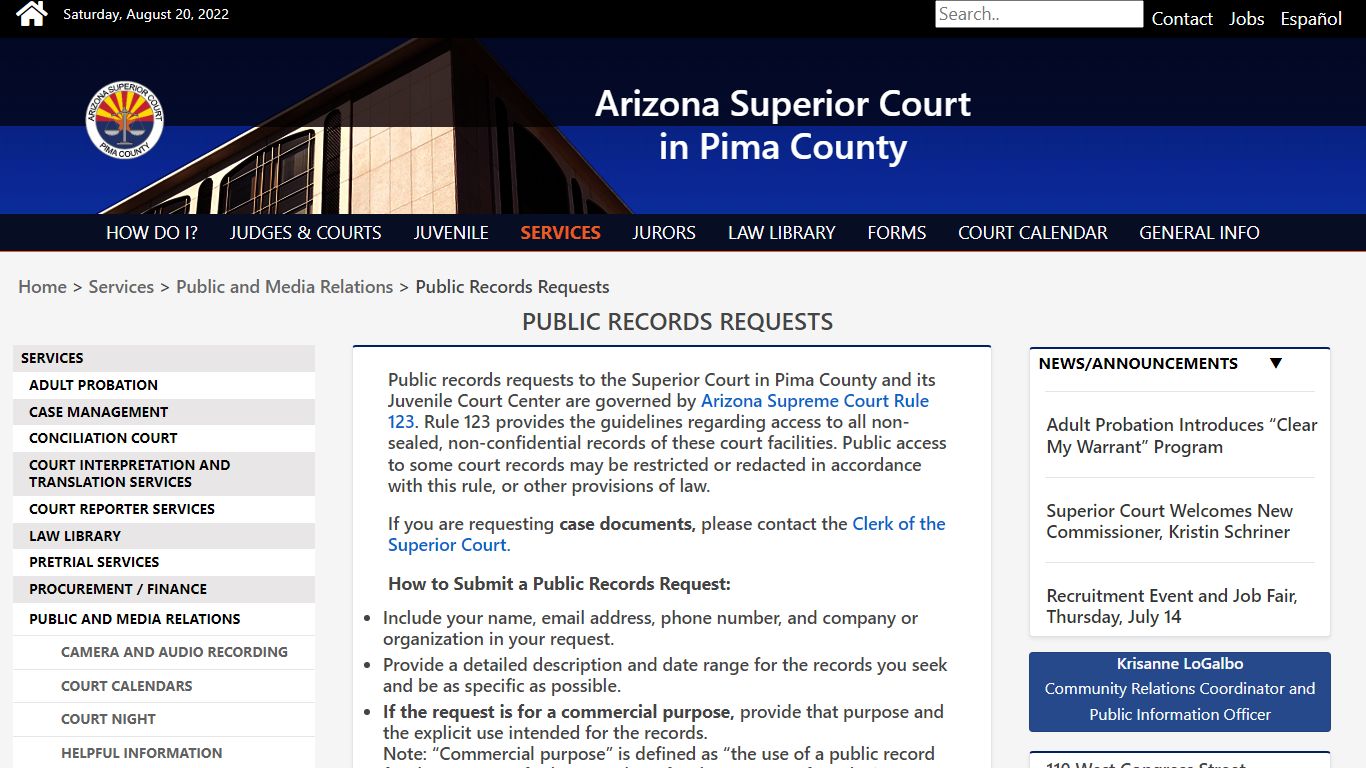 Public Records Requests - Pima County, Arizona